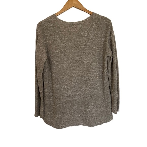 J. Jill Pure Jill Women's Tan 100% Cotton V-Neck Sweater with Front Pouch Pocket - Picture 4 of 12